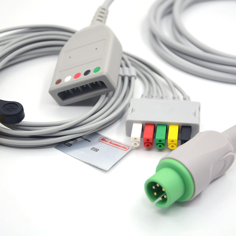 Сплит 6Pin 5 Leads ЭКГ Монитор кабель Серой цвет Латекс свободный многофункциональный
