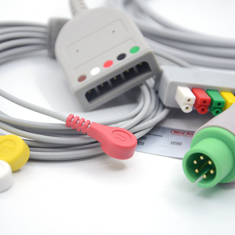 Сплит 6Pin 5 Leads ЭКГ Монитор кабель Серой цвет Латекс свободный многофункциональный