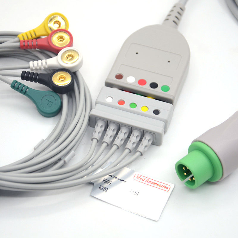 Сплит 6Pin 5 Leads ЭКГ Монитор кабель Серой цвет Латекс свободный многофункциональный