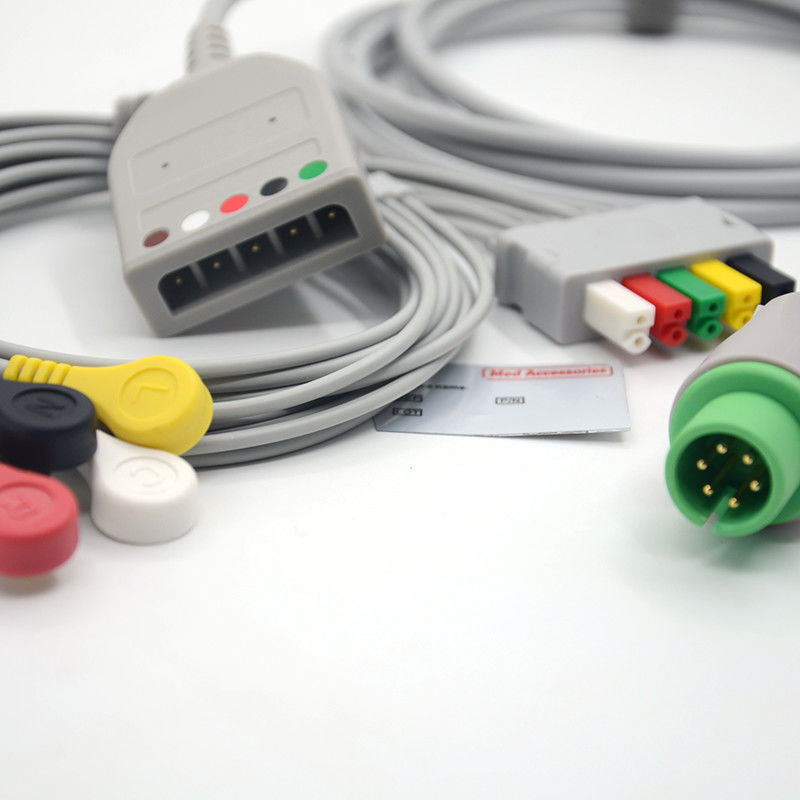 Сплит 6Pin 5 Leads ЭКГ Монитор кабель Серой цвет Латекс свободный многофункциональный
