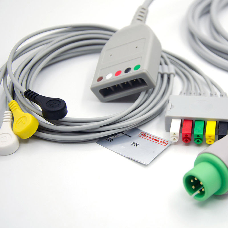 Сплит 6Pin 5 Leads ЭКГ Монитор кабель Серой цвет Латекс свободный многофункциональный
