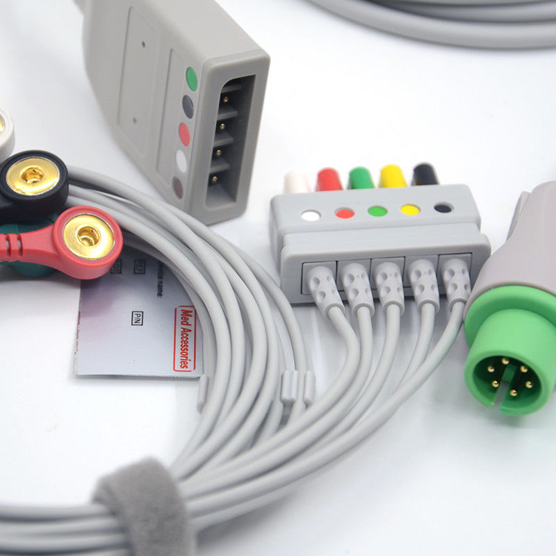 Сплит 6Pin 5 Leads ЭКГ Монитор кабель Серой цвет Латекс свободный многофункциональный