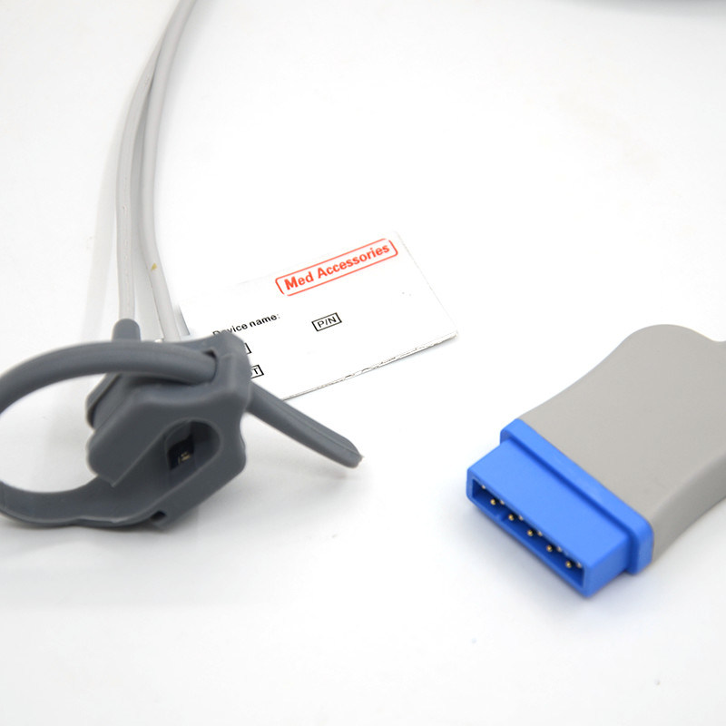 GE 11 штифтов для взрослых пальцев TPU серый Spo2 сенсорный кабель Single Pack для всех типов пациентов