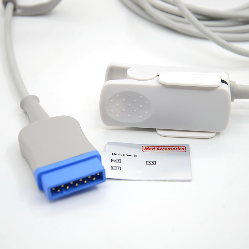 GE 11 штифтов для взрослых пальцев TPU серый Spo2 сенсорный кабель Single Pack для всех типов пациентов