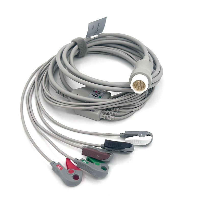 HP 12Pin 5lead WIRES ЭКГ Монитор кабель Серой цвет Латекс свободный многофункциональный