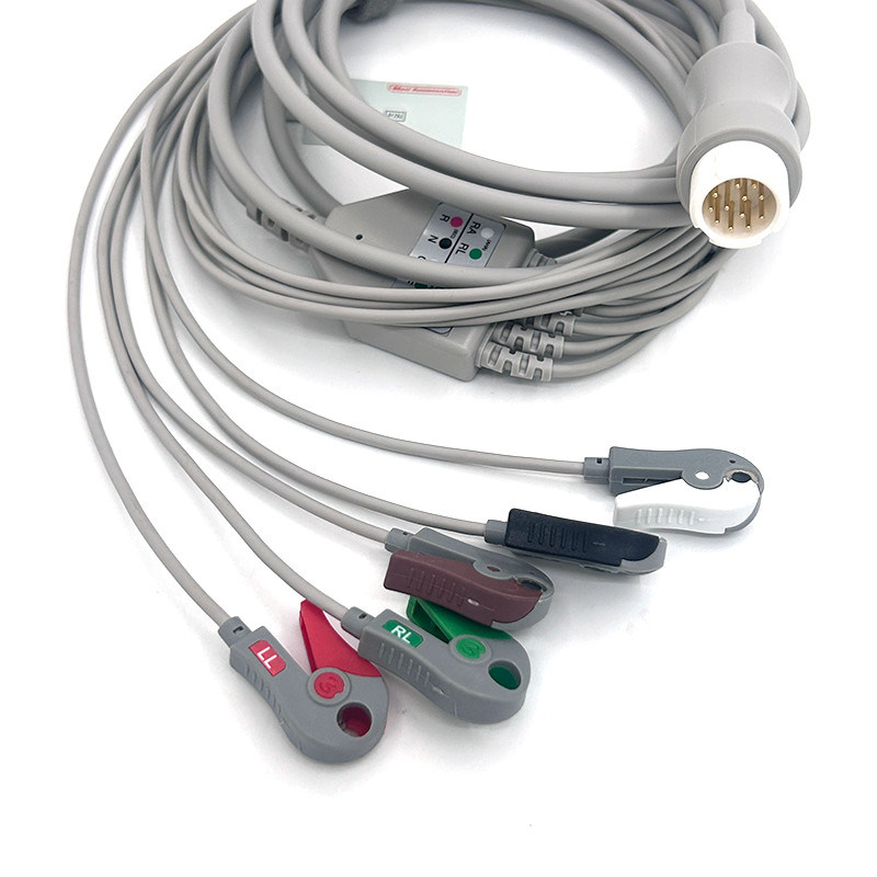 HP 12Pin 5lead WIRES ЭКГ Монитор кабель Серой цвет Латекс свободный многофункциональный