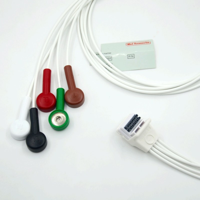 Совместимая Mortara H3 Holter Recorder Кабель ЭКГ Проводящие провода 5 Проводящие Снег АХА