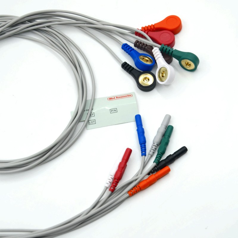 Высококачественный Дин Тип 7 Свинцовый Снап Холтер Рекордер ЭКГ Свинцовые провода