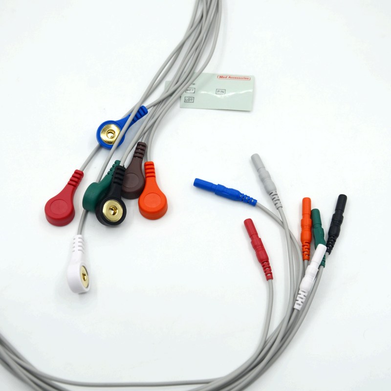 Высококачественный Дин Тип 7 Свинцовый Снап Холтер Рекордер ЭКГ Свинцовые провода