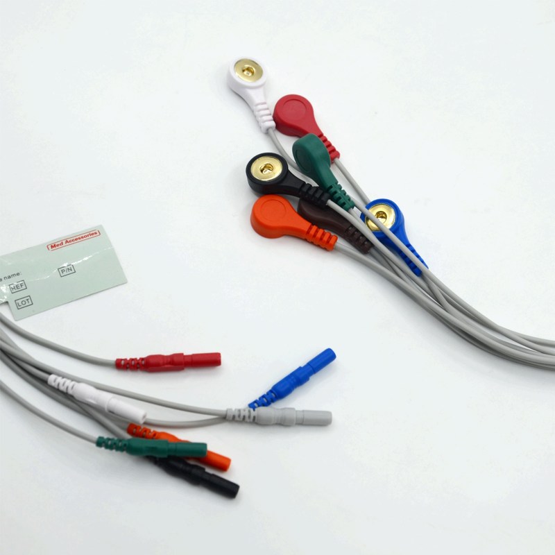 Высококачественный Дин Тип 7 Свинцовый Снап Холтер Рекордер ЭКГ Свинцовые провода