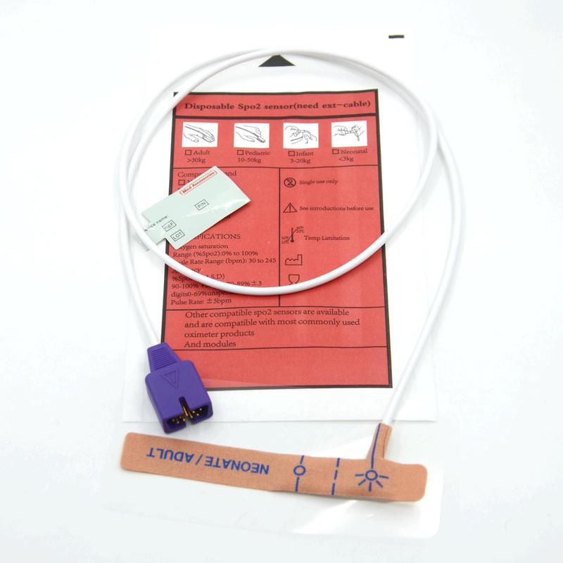 Поставщик медицинских принадлежностей Эластичная ткань Совместимый датчик SpO2 nellcor 9pin Одноразовый для новорожденных/взрослых