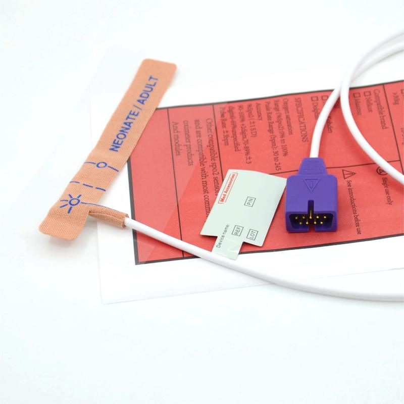 Поставщик медицинских принадлежностей Эластичная ткань Совместимый датчик SpO2 nellcor 9pin Одноразовый для новорожденных/взрослых