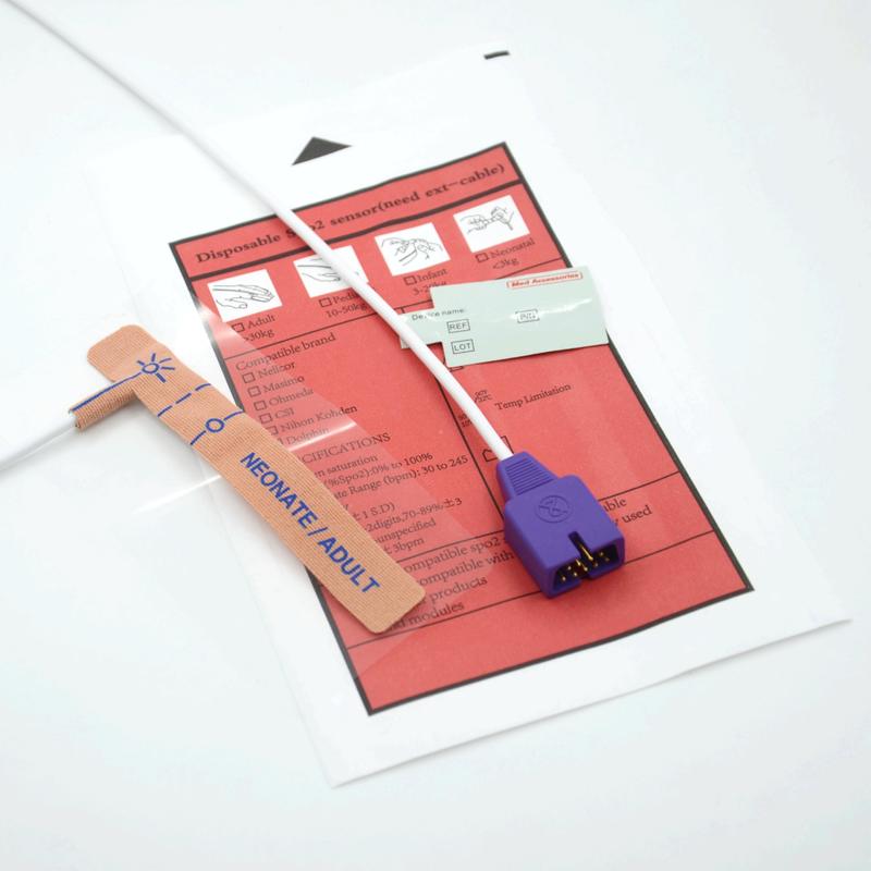 Поставщик медицинских принадлежностей Эластичная ткань Совместимый датчик SpO2 nellcor 9pin Одноразовый для новорожденных/взрослых